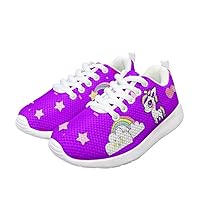 Children's Casual Shoes Cute Unicorn Printed Shoes Flat Heel Round Head Shock Absorption Wear Resistance Walking Jogging Shoes Indoor Outdoor Activities Can Be