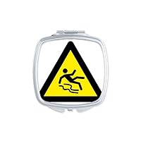 Warning Symbol Yellow Black Slippy Floor Triangle Mirror Portable Compact Pocket Makeup Double Sided Glass