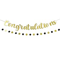 Congratulations Banner Gold Glitter Congrats Banner Pre-Strung Graduation Banner Congrats Sign Graduation Garland for Congratulations Decorations Promotion Decorations Celebration Decorations