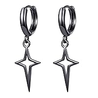 Gothic Punk Style Metal Drop Earrings Black/Silver Color Star Cross Pendientes Fashion For Women Men Rock Jewelry