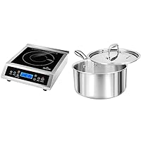 Duxtop Professional Portable Induction Cooktop (P961LS/BT-C35-D) and Whole-Clad Tri-Ply Stainless Steel Saucepan Set