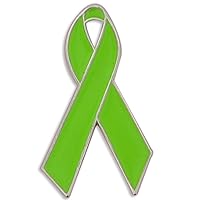 PinMart's Lime Green Awareness Ribbon Enamel Lapel Pin