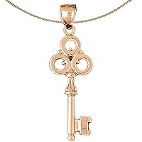 Key Necklace | 14K Rose Gold Key Pendant with 18