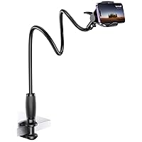 Lamicall Gooseneck Phone Holder for Bed - [Upgraded Stable Clip] for Desk, Headboard, Bed, Bedside, Table, Flexible Gooseneck Long Arm Stand, Overhead Cell Phone Clamp Mount, for All 4-7” Devices