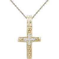 14K Yellow Gold Small Diamond Cross Pendant (chain NOT included)