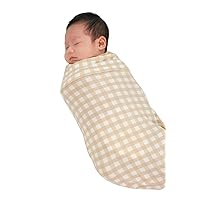 Konny Newborn Swaddle Pouch | Soft & Breathable Baby Sleepwear(0-3 Months) | Swaddles for Newborns, Nursery Swaddling Blankets (Creamy Gingham)