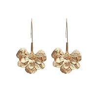 Flower Statement Earrings for Women, Flower Petal Earrings for Girls, Gold Flower Floral Dangle Earrings Hypoallergenic, Cute Flower Earrings Studs, Zinc, No Gemstone