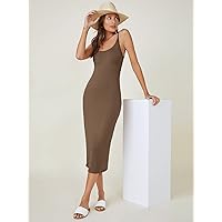 Women's Dress Dresses for Women Solid Cami Bodycon Dress (Color : Mocha Brown, Size : Small)