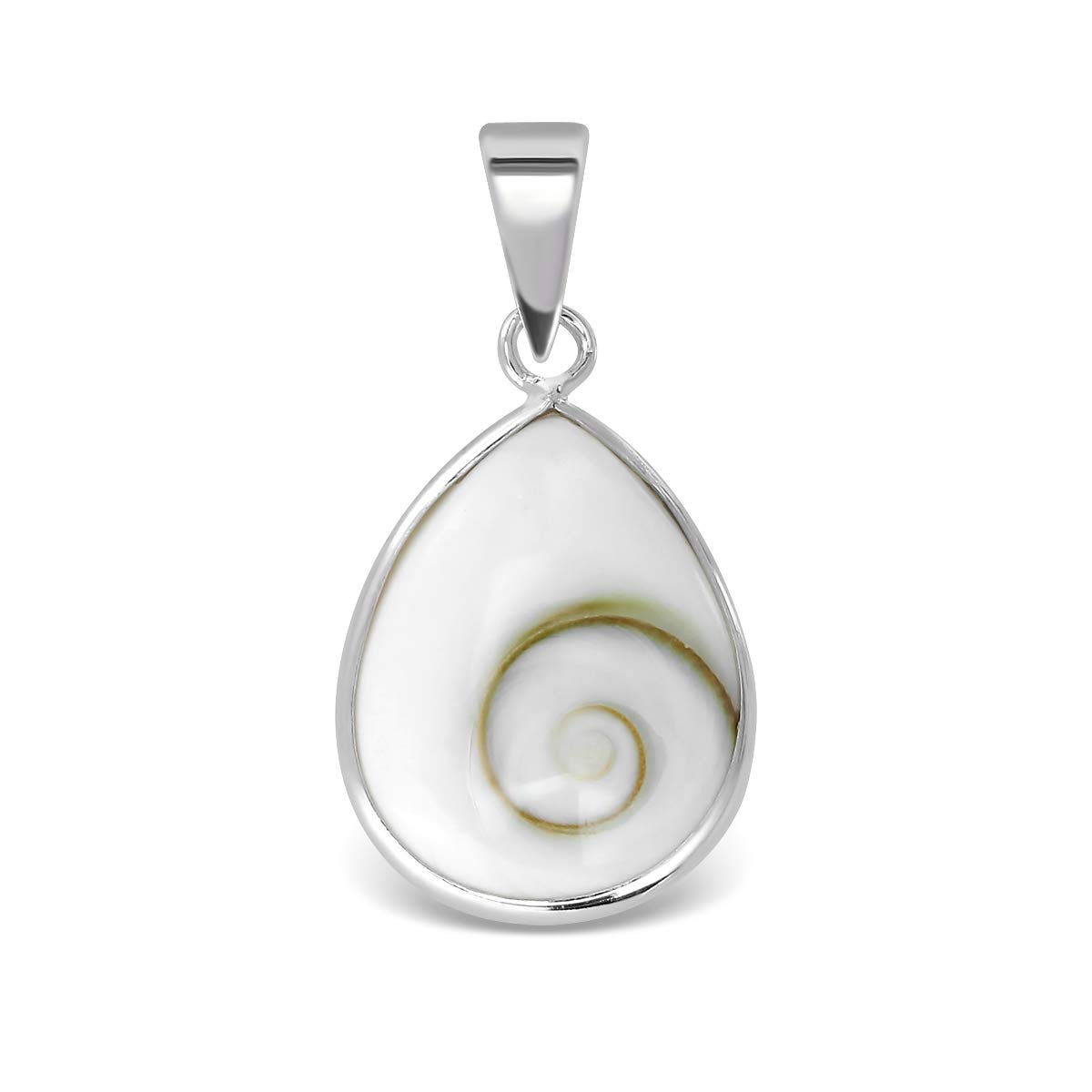 WithLoveSilver 925 Sterling Silver Eye of Shiva Shell Spiral Pendant
