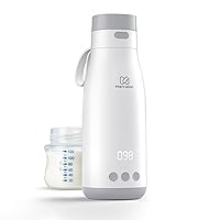 Bottle Warmer for Travel and Home, Portable Water Warmer for Formula & Breastmilk, 2 Minutes Fast Heat Baby Milk Warmer with Dual Mold and 7 Temperature Setting, 10 OZ Capacity for car on The go