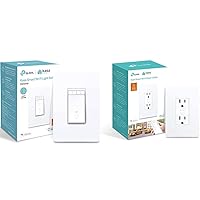 KP200 Plug by TP-Link & Smart HS220 Dimmer Switch by TP-Link, Single Pole, Needs Neutral Wire, Wi-Fi Light Switch for LED Lights, Compatible with Alexa and Google Assistant, 1-Pack