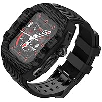 OTGKF Watch Band Carbon Fiber Titanium Metal Rubber Watch Strap for Apple Watch Ultra 49 45 44mm Luxury Watch Band Mod Kit for iWatch 9 8 7 6 5 4 SE Series DIY