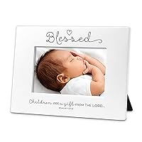 Lighthouse Christian Products Blessed Baby Holds 4x6 Photo White Tabletop Picture Frame