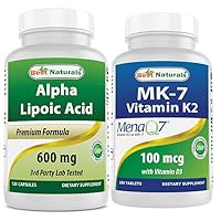 Best Naturals Alpha Lipoic Acid 600 mg & Vitamin K2 (MK7) with D3