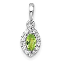 14k White Gold Lab Grown Diamond and Peridot Pendant Necklace Measures 16.9mm Long Jewelry for Women
