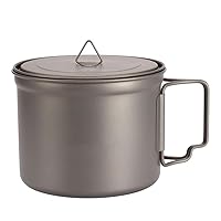 Outdoor Camping Titanium Cup 1100ml Ultralight Titanium Pot with Cover and Folded Handle