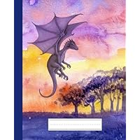 Purple Dragon - Primary Composition Book: Story Paper Journal | Picture Space & Dashed Mid Line: Student Exercise Book For Grades K-2: 8x10 in. - 60 Sheets | 120 Pages