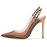 Womens Transparent PVC Pumps Closed Pointed Toe High Stiletto Heel Backstrap Slingback Pumps Prom Dress Bride Shoes for Dinner Party
