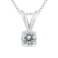 1/4 Carat (H-I Color, SI1-SI2 Clarity) AGS Certified Round Diamond Solitaire Pendant in 14K White Gold