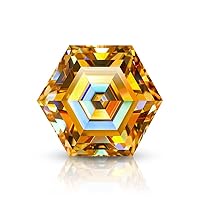 Loose Moissanite 5 Carat, Champange Color Diamond, VVS1 Clarity, Hexagon Cut Brilliant Gemstone for Making Engagement/Wedding/Ring/Jewelry/Pendant/Necklace Handmade
