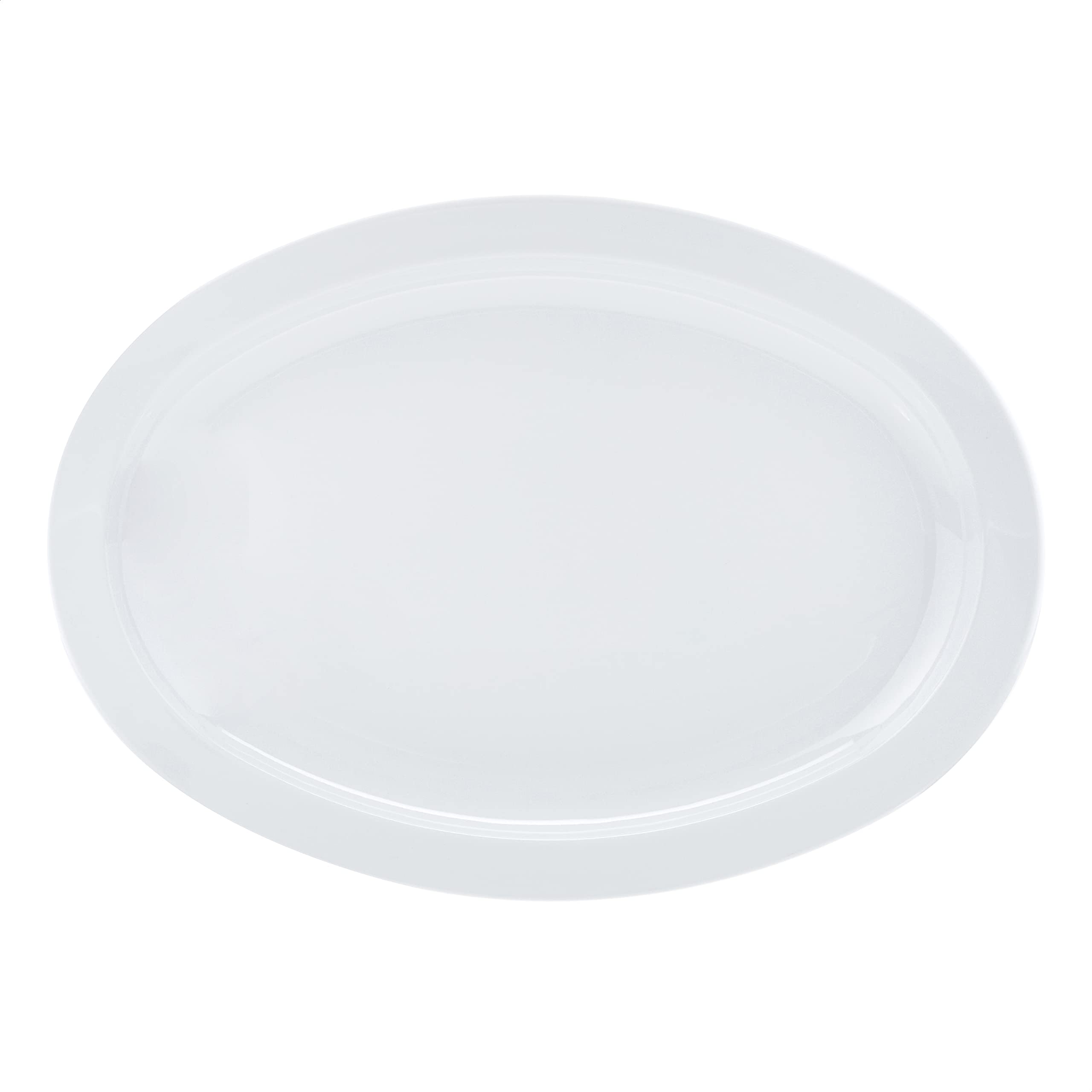 AmazonCommercial 13 in. x 9.75 in. White Melamine Oval Platter Narrow Rim - 6 Piece Set