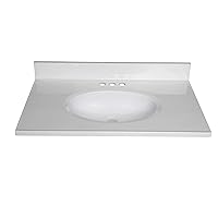 Fine Fixtures Cultured Marble White Vanity Top 31 x 19 3-hole Faucet With Overflow Hole