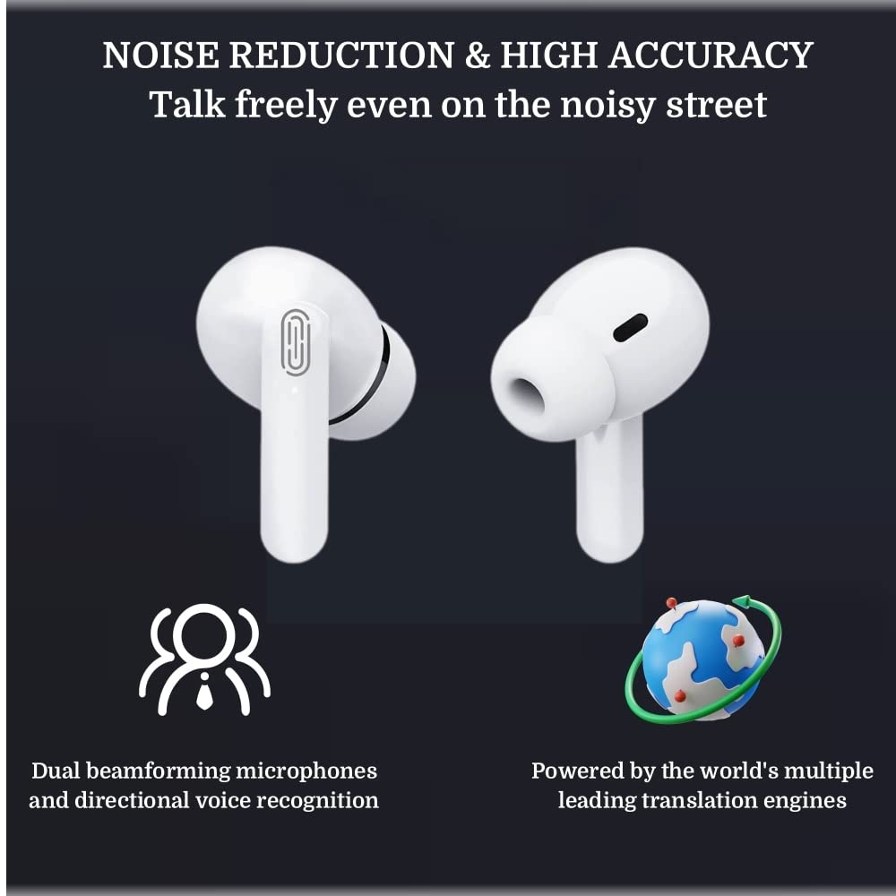 LptesoAABBCC Translator Device Smart Voice Translator Earbuds, 84 Language Translator Wireless Bluetooth Instant Voice Translation Device with APP, Translator Earphone for Business Travel Learning