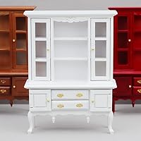 AirAds Dollhouse 1:12 Dollhouse Miniatures Furniture Buffet and Hutch for Dining Room for Silverware and Table Cloths Formal Dishes Cupboard (Red)