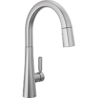 Delta Faucet Monrovia Brushed Nickel Kitchen Faucet, Kitchen Faucets with Pull Down Sprayer, Kitchen Sink Faucet with Magnetic Docking, Lumicoat Arctic Stainless 9191-AR-PR-DST