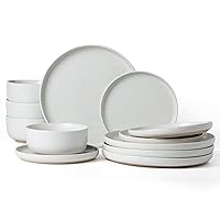 Milkyway Plates and Bowls Set, 12 Pieces Dinnerware Sets, Dishes Set for 4, White