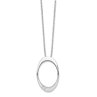 925 Sterling Silver Polished Spring Ring White Ice .015ct. Diamond Necklace 18 Inch Measures 19mm Wide Jewelry for Women