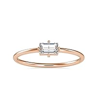 Certified Solitaire Engagement Ring Studded with Baguette Cut Moissanite Diamond in 18k White/Yellow/Rose Gold Anniversary Ring for Women | Moissanite Engagement Ring for Her (0.31 Cttw, G-VS2)