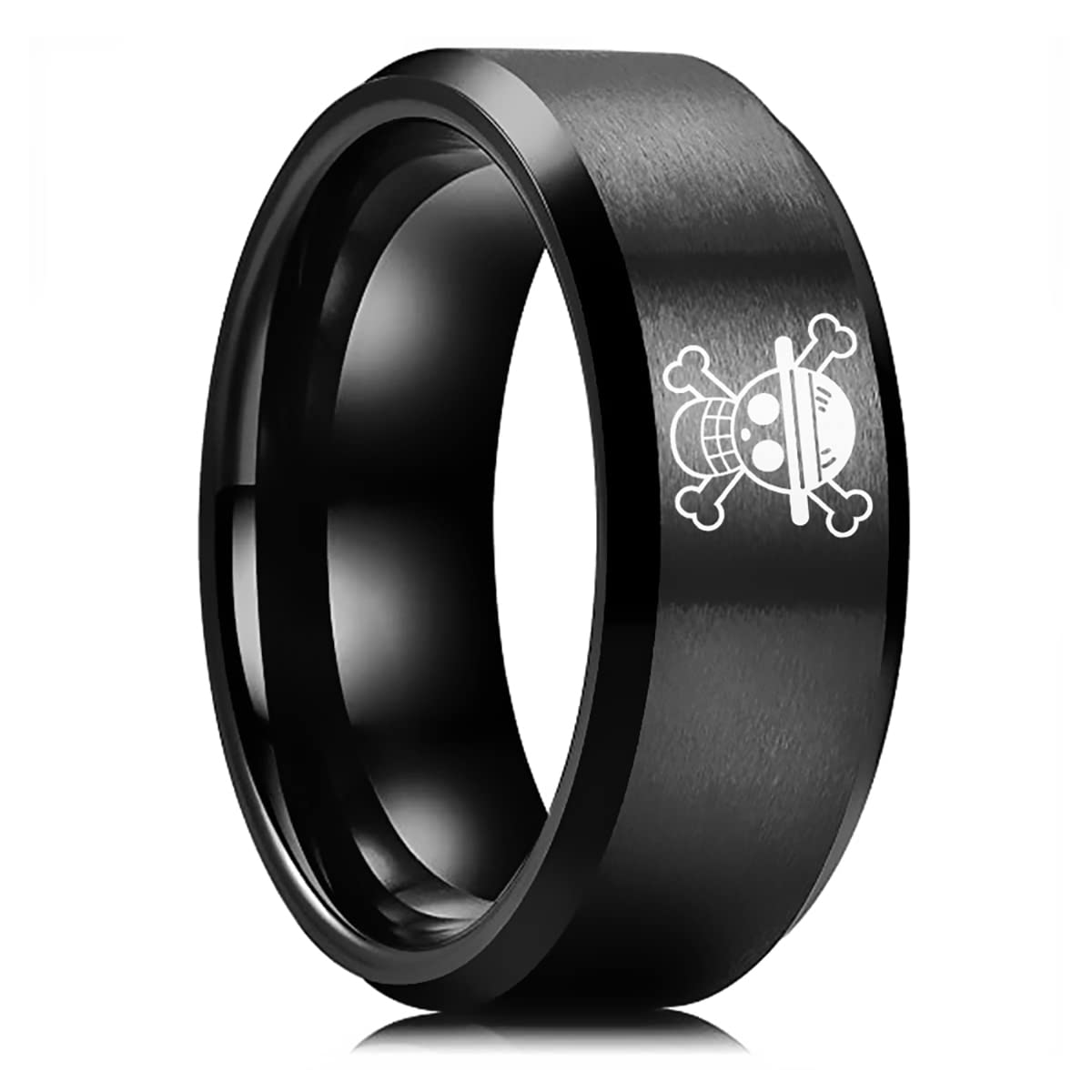 TINGN One Piece Ring Anime Rings for Men Men Ring Black Anime Jewelry 8MM  Stainless Steel Ring - Walmart.com