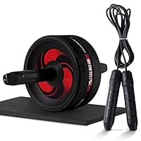 Abdominal Wheel, Fitness Ab Roller Wheel for Abdominal Trainers Abs Workout Home Gym with Knee Mat and Jump Rope…