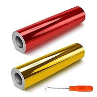 VViViD Chrome DECO65 Bundle, Red & Gold (7ft x 1ft Rolls) Permanent Adhesive Craft Vinyl Roll for Cricut, Silhouette & Cameo with Weeding Tool, N1