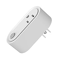 Z-Wave Plus Smart Mini Plug Zwave Socket Zwave Outlet Home Automation, Work with Wink, SmartThings & More, Summer Green … (White)