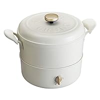 BRUNO BOE065-WH Multi Grill Pot, White, Stylish, Cute, Comes with Lid, Temperature Control, Easy to Clean, For 3 People and 4 People, Frying, Frying