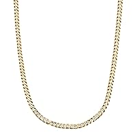 Savlano 14K Gold Plated 925 Sterling Silver 4mm Italian Solid Curb Cuban Link Chain Necklace For Men & Women - Made in Italy Comes With Savlano Gift Box