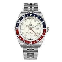 San Martin Mens GMT Watches Automatic Watch Mechanical Wristwatch 20ATM BGW-9 Luminous Sapphire Bidirectional Bezel NH34
