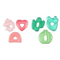 Itzy Ritzy Water-Filled Teethers Set of 3 Pink Unicorn & Set of 3 Green Cactus Textured Both Sides Massage Sore Gums & Teeth Can Be Chilled in Refrigerator