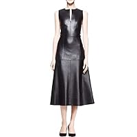 A-line Skirt Slim Below Knee Faux Leather Dress plus1x-10x(SZ16-52)