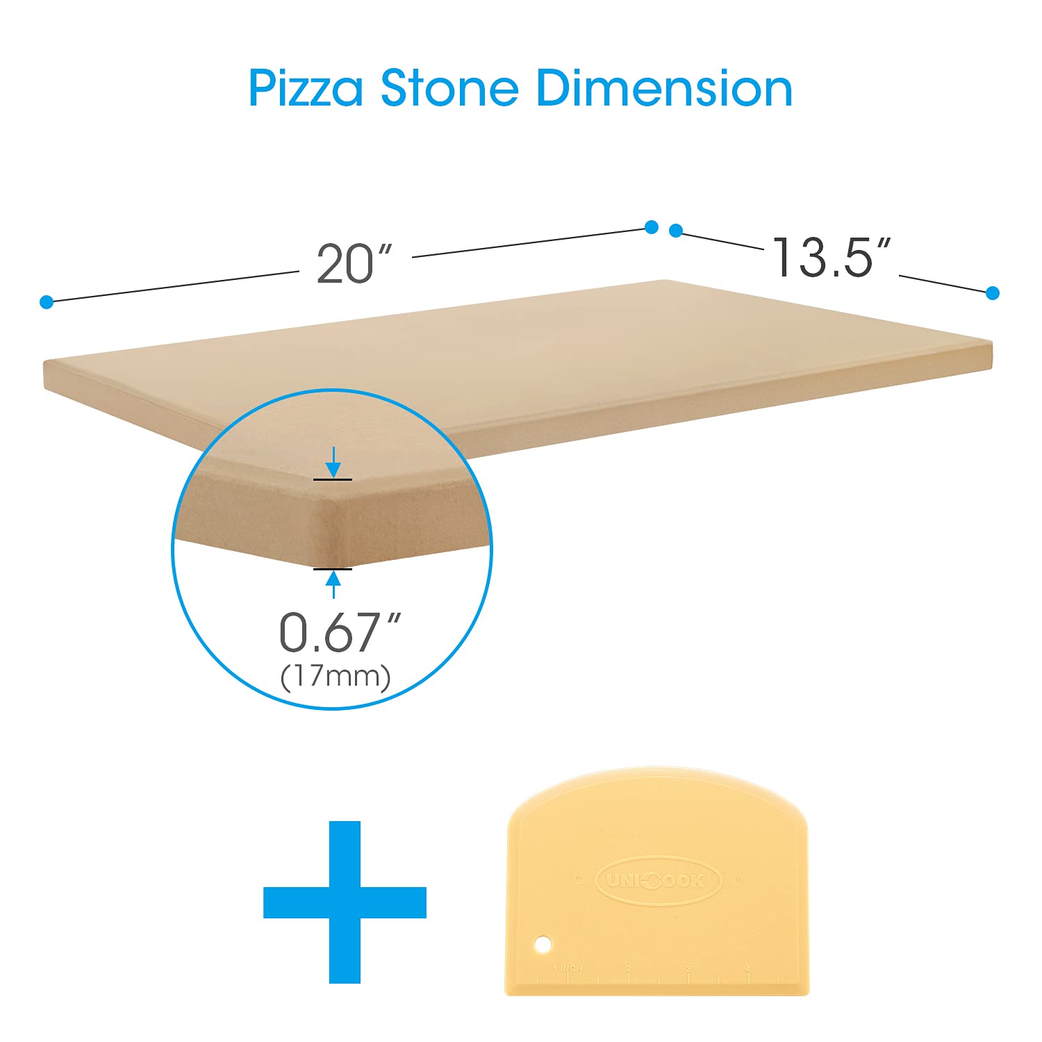 Unicook Large Pizza Stone 20 Inch, Rectangular Baking Stone 20