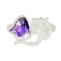 Xtremegems Om -Natural Amethyst - Africa 925 Sterling Silver Ring Jewelry s.7.5 ALLR-24750, Purple, 4374P