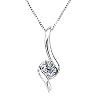 1CT Moissanite Necklace 925 Sterling Silver Infinity Chain Pendant D Color VVS1 Necklace Jewelry for Mother's Day Wife Girlfriend Valentines Day Anniversary Birthday Gift