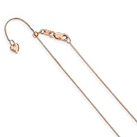 14k Rose Gold Adjustable .55mm Baby Box Chain Necklace 22 Inch Jewelry Gifts for Women