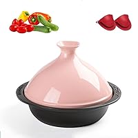Tagine Cooking Pot, Cast Iron Taji Pot, Japanese stew Pot, Ceramic Clay Pot Rice Casserole, Enamel Soup Pot, Gas Induction Cooker Household Cast/Pink / 30cm