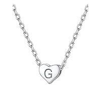 Sterling Silver Heart Initial Necklace, Dainty Alphabet A-Z Pendants Jewelry for Women Teen Girls, Minimalism S925 Letter Charms with Delicate Packaging