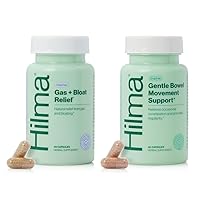 Hilma Daily Movement Duo for Constipation & Bloating Relief for Women – Gas + Bloat Relief (50 Vegan Capsules) w/Lemon & Peppermint – Gentle Bowel Movement (46 Vegan Capsules) w/Magnesium & Ginger