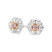 1 CT Round Cubic Zirconia Flower Classic Stud Earrings 14K Two Tone Gold Finish