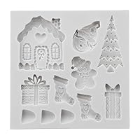 Christmas Tree House Gift Box Socks Shapes Silicone Material Fondant Cake Molds Christmas Series Chocolate Mold For Kids Silicone Fondant Molds Small For Cake Decorating